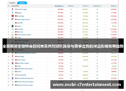 全面解读冬窗转会时间表及其对球队阵容与赛季走势的深远影响发展趋势